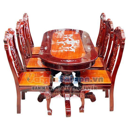 Hình ảnh của Bàn ăn GTR OVAL BAG 1601 gỗ tràm 6 ghế